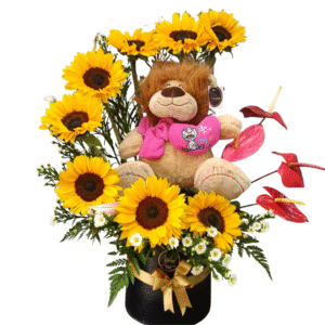 Arreglo León de Amor con Girasoles